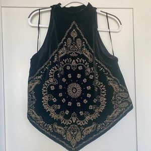 Free People Velvet Back & Gold Inlay Top